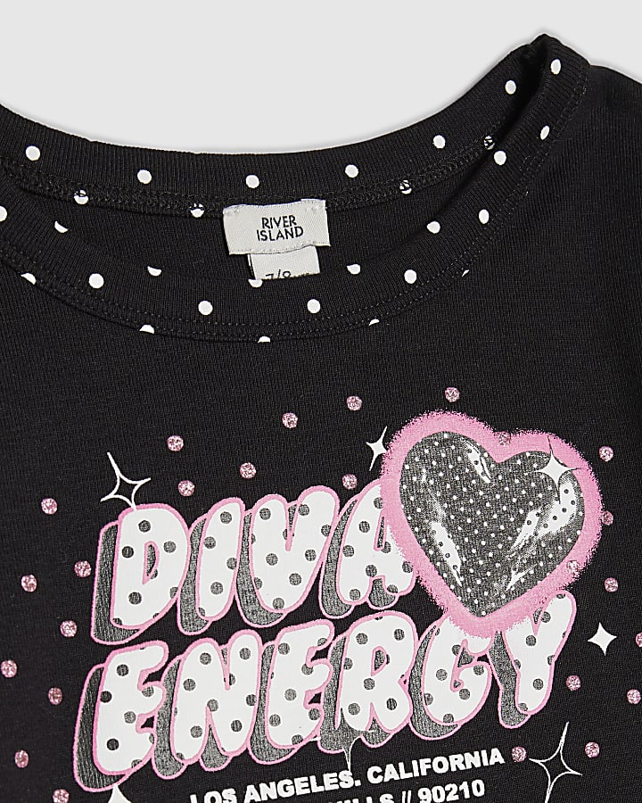 Girls Pink Polka Dot Diva Energy T-Shirt