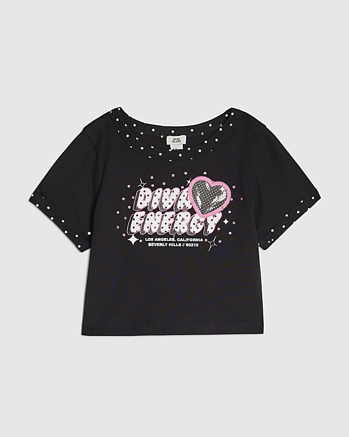Girls Pink Polka Dot Diva Energy T-Shirt