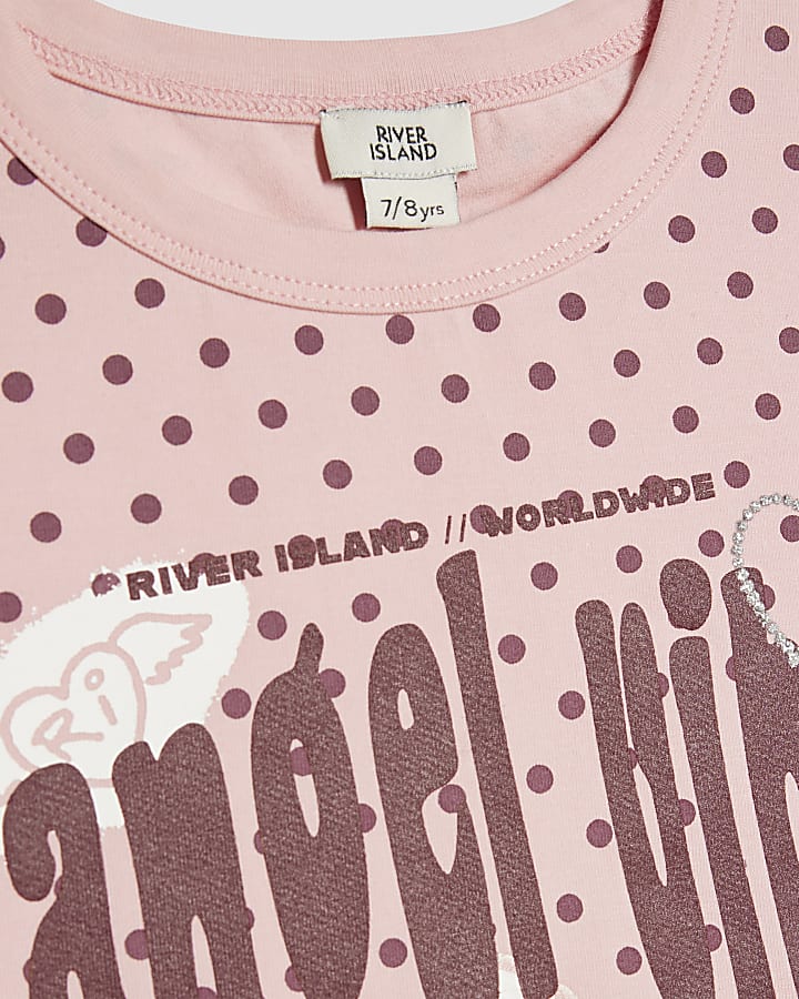 Girls Pink Polka Dot Angel Vibe T-Shirt
