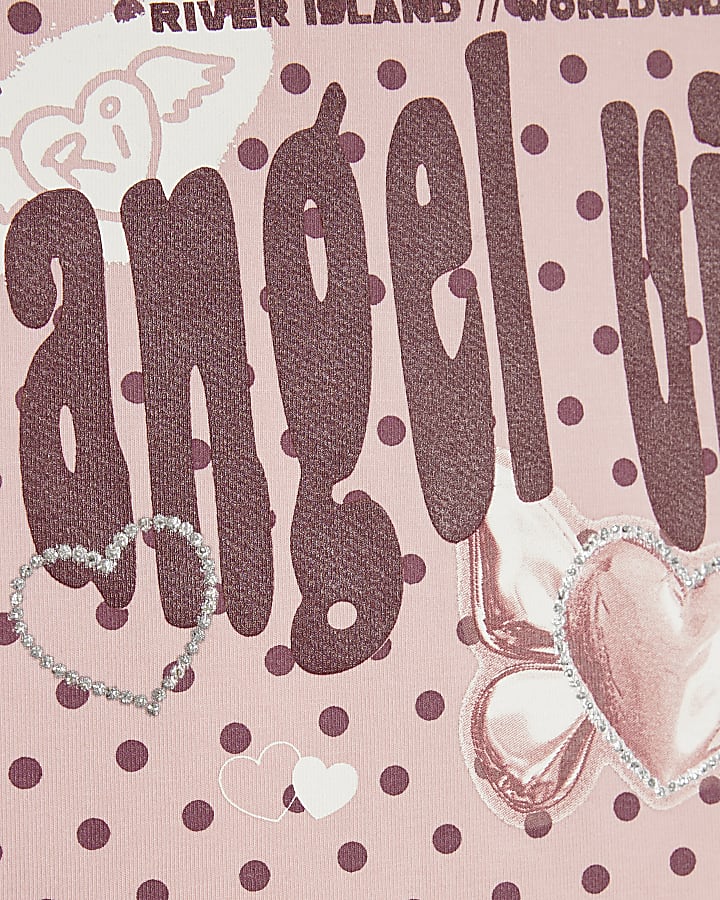 Girls Pink Polka Dot Angel Vibe T-Shirt