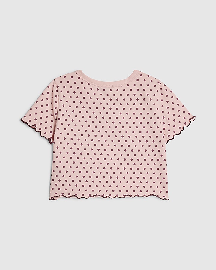 Girls Pink Polka Dot Angel Vibe T-Shirt