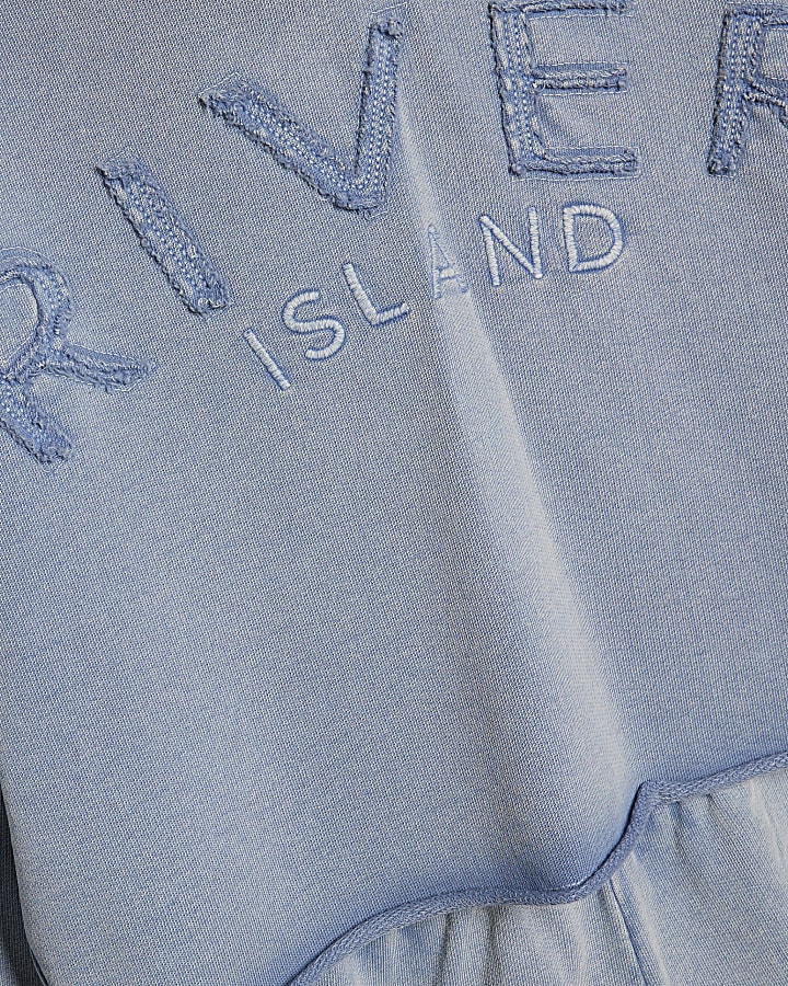 Girls Blue Washed River Hoodie Set