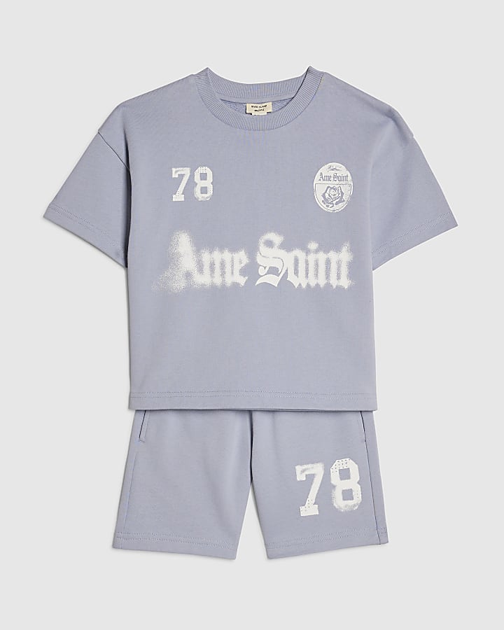 Mini Boys Blue Ame Saint 78 T-Shirt Set
