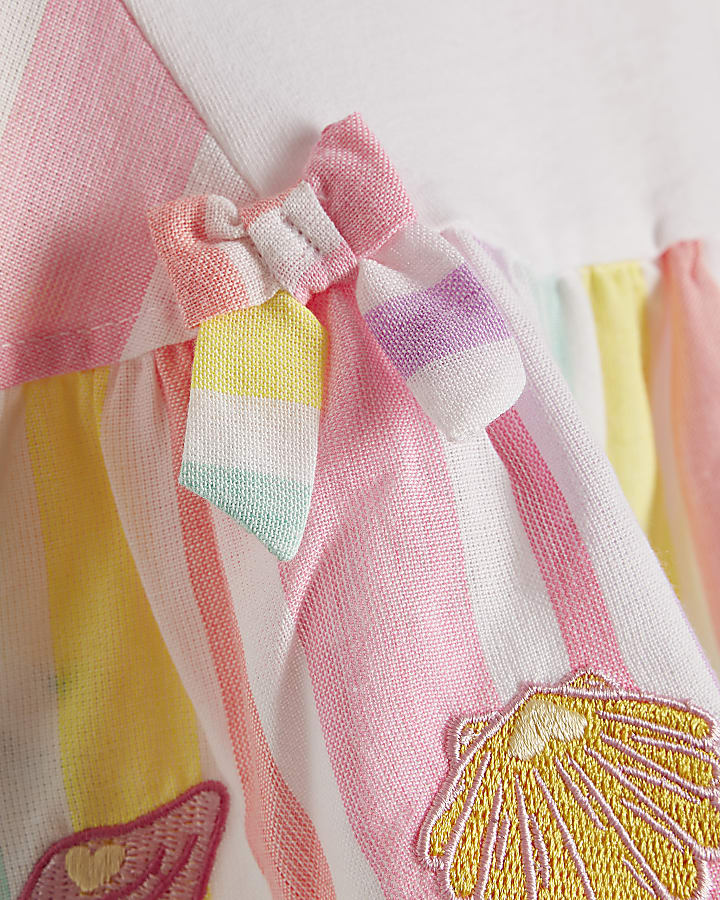 Mini Girls White Stripe Top & Short Set