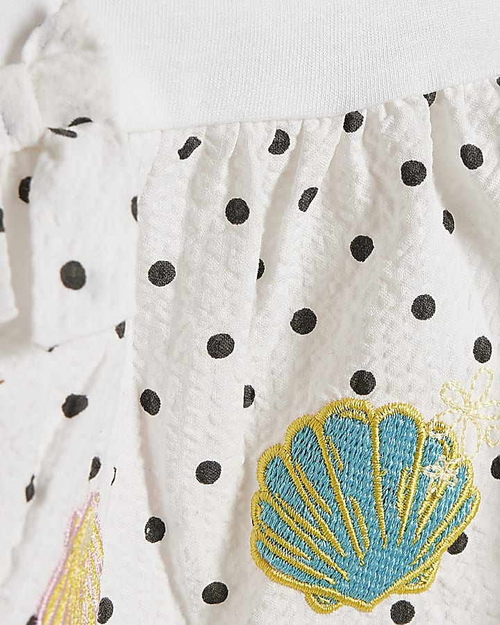 Mini Girls White Hybrid Polka Dot Shorts Set