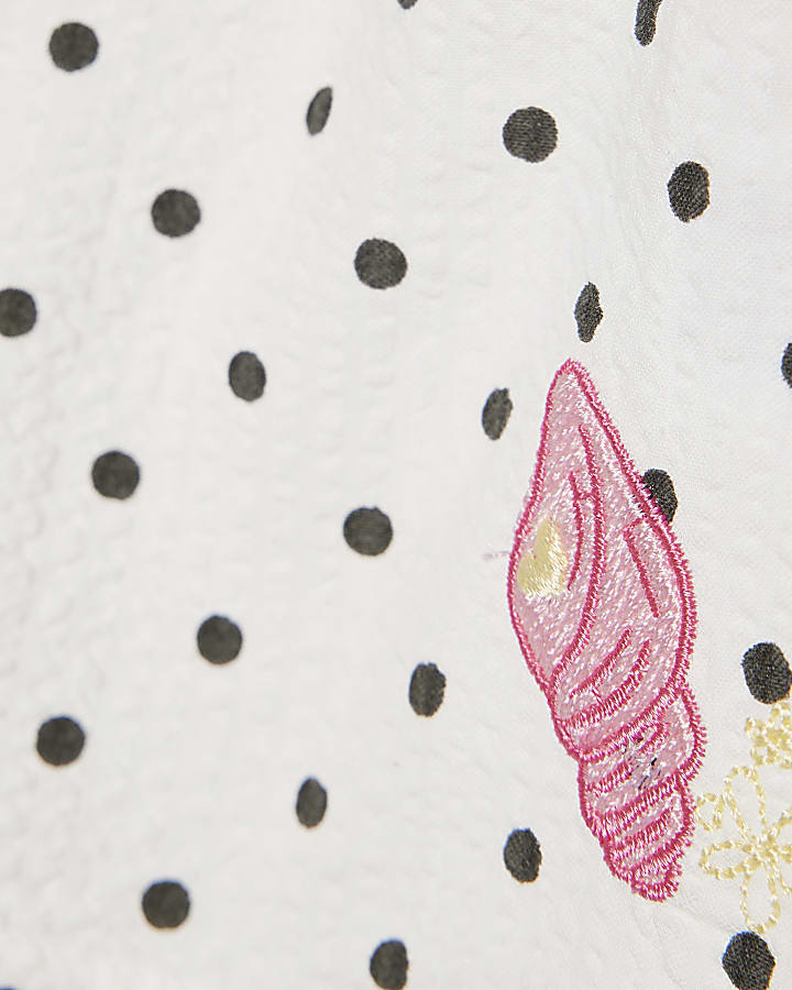 Mini Girls White Hybrid Polka Dot Shorts Set