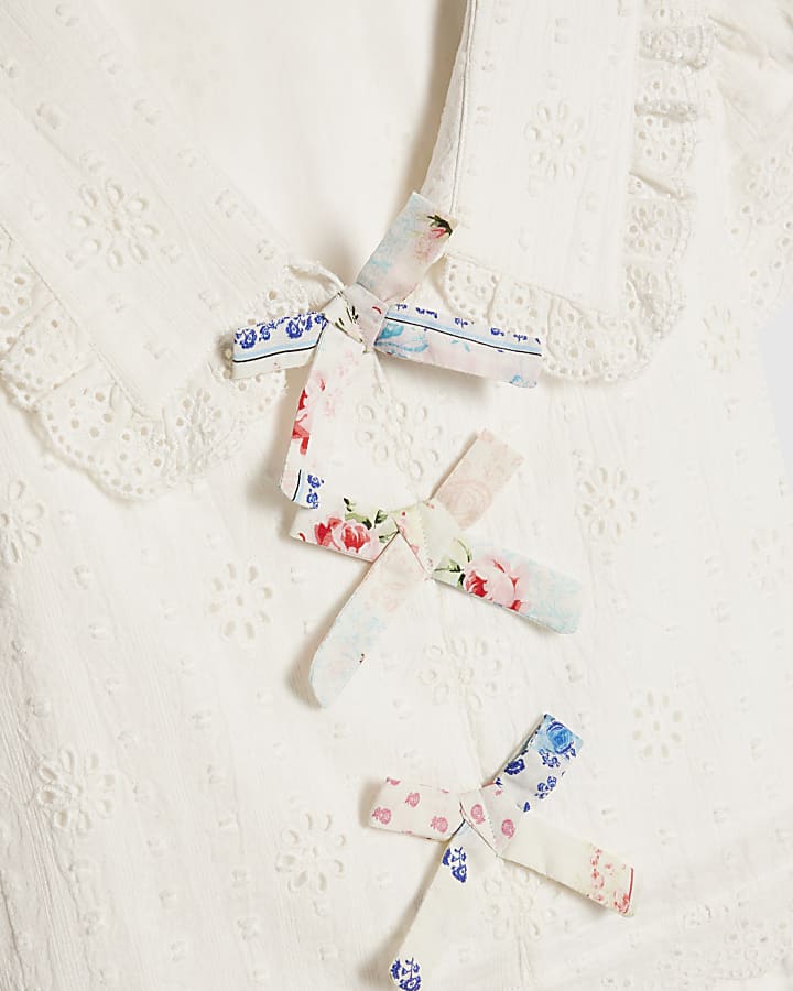 Girls White Collared Top And Rara Skirt