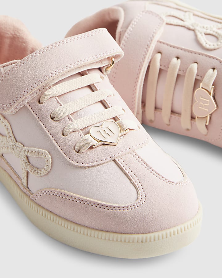 Girls Pink Bow Trainers