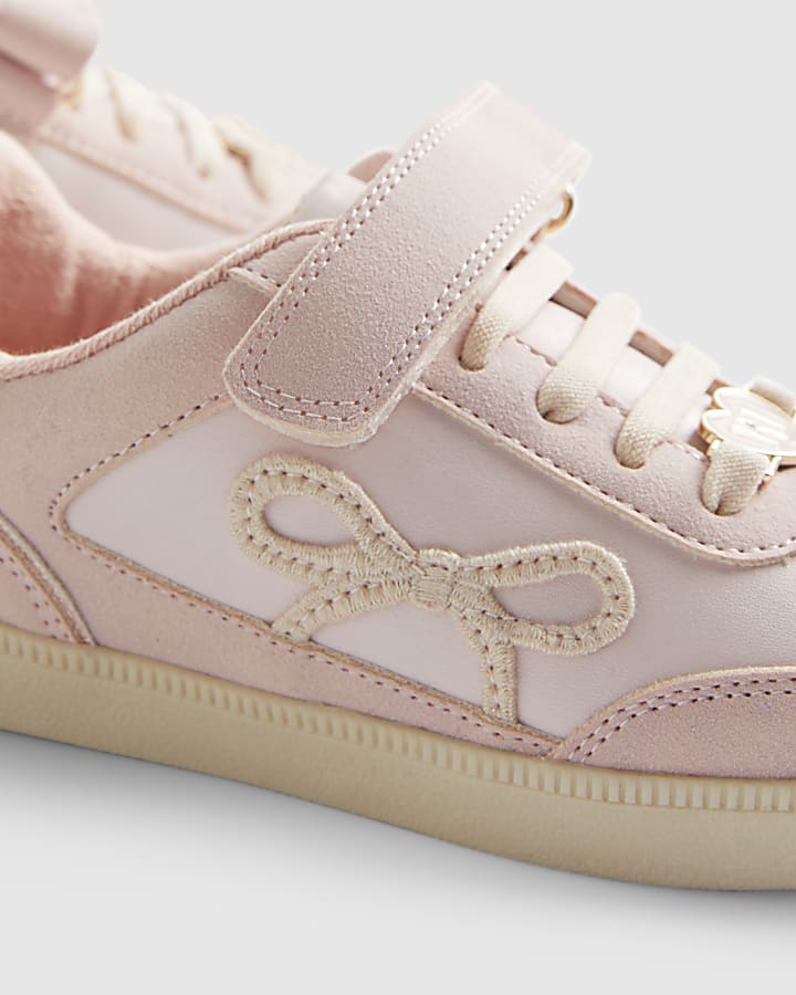 Girls Pink Bow Trainers
