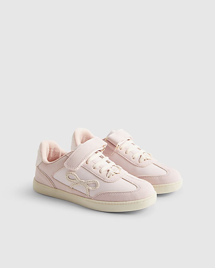 Girls Pink Bow Trainers
