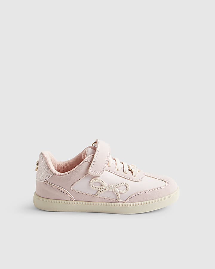 Girls Pink Bow Trainers