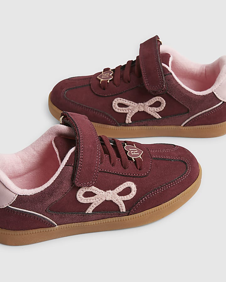 Girls Red Bow Trainers