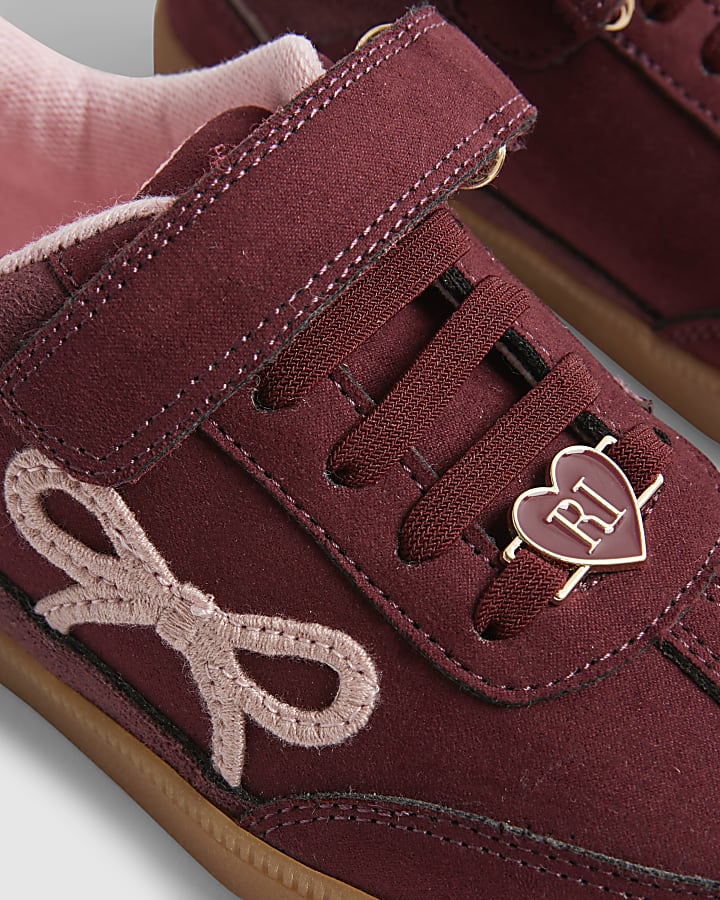 Girls Red Bow Trainers