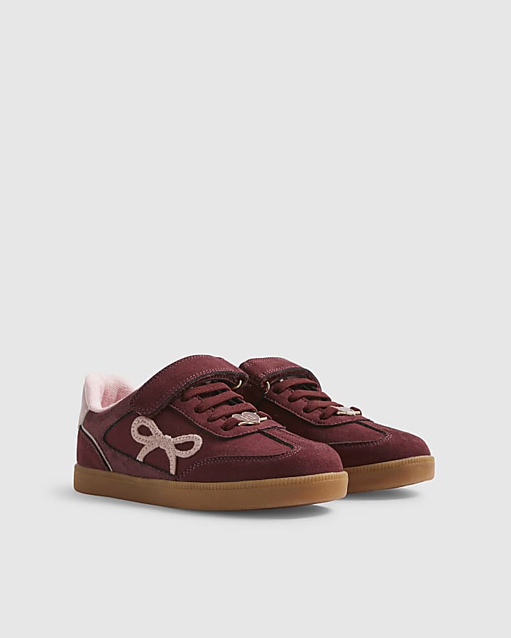 Girls Red Bow Trainers