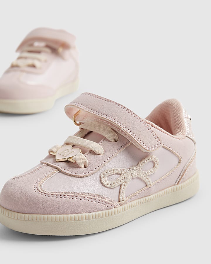 Mini Girls Pink Bow Trainers