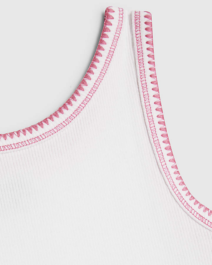 Girls White Sequin Sealife Tank Top