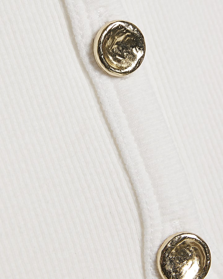 Girls White Button Up Tank Top