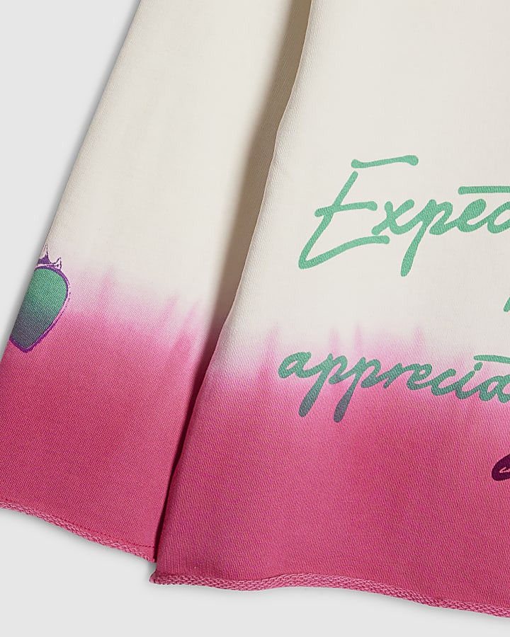 Girls White Year Zero Raw Hem Sweatshirt