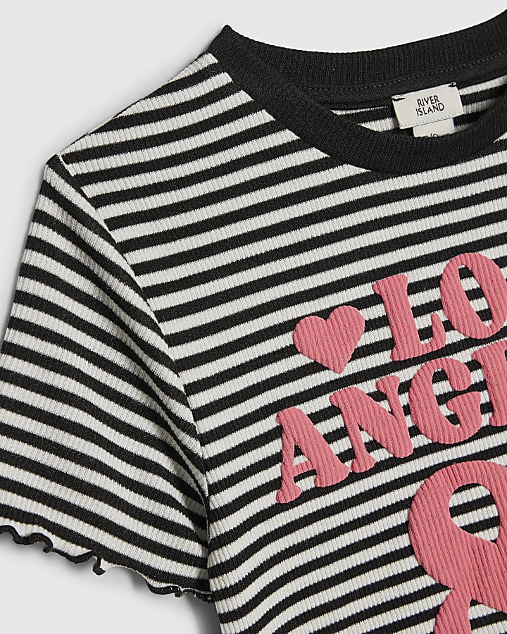 Girls Black Stripe Los Angeles 87 T-Shirt