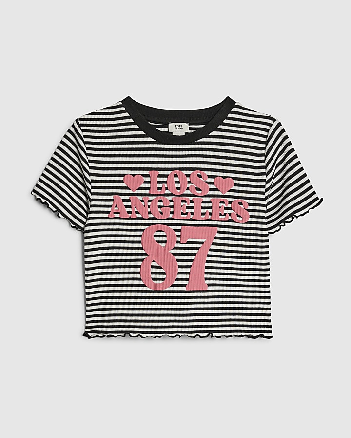 Girls Black Stripe Los Angeles 87 T-Shirt