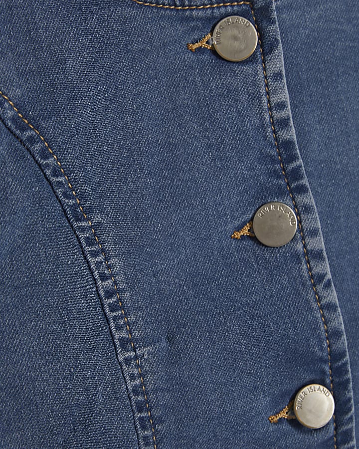 Girls Blue Denim Waistcoat & Short Set