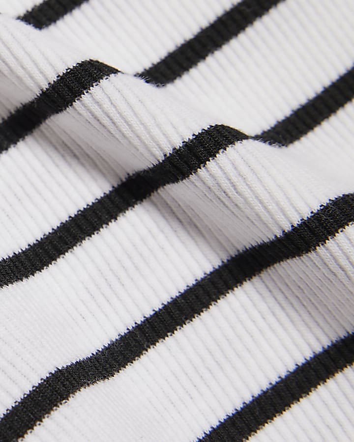 Girls Black Stripe Rosette Tank Top