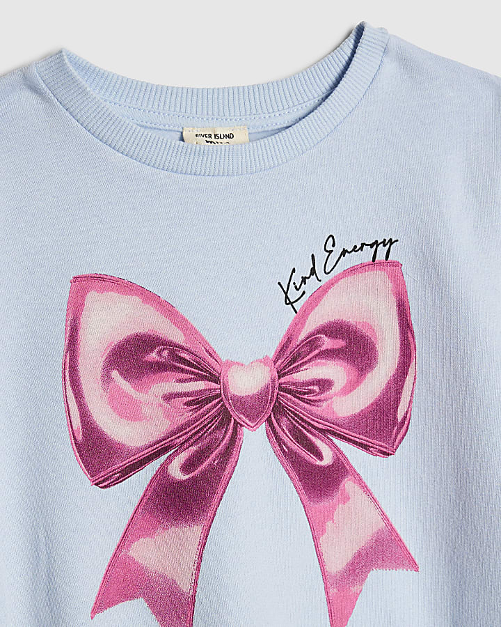 Mini Girls Purple Bow Sweatshirt Set