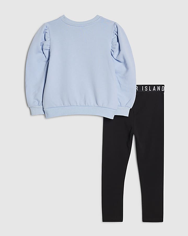 Mini Girls Blue 3D Bow Sweatshirt Set