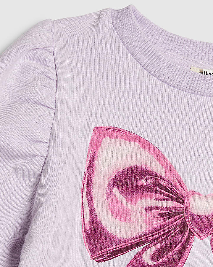 Mini Girls Purple Bow Sweatshirt