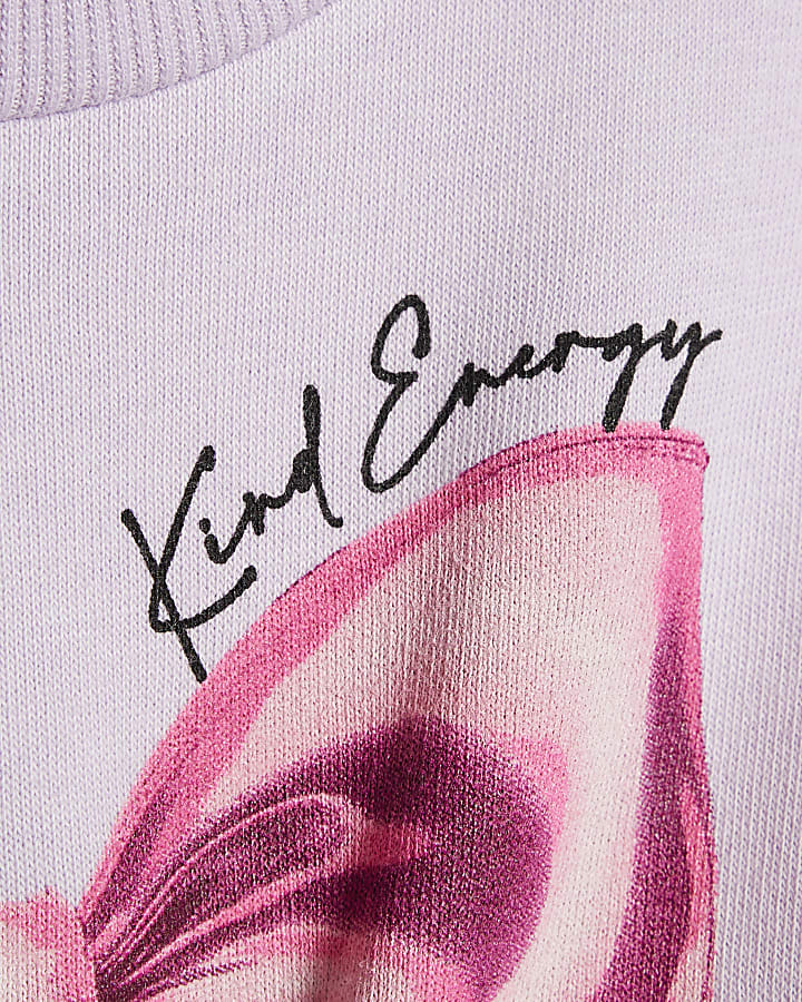 Mini Girls Purple Bow Sweatshirt