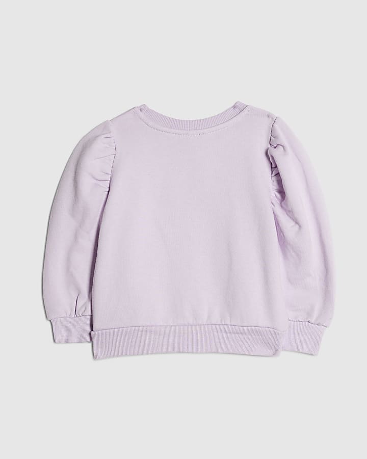 Mini Girls Purple Bow Sweatshirt