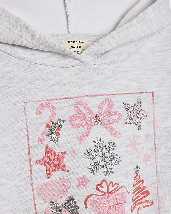 Mini Girls Grey Christmas Box Hoodie