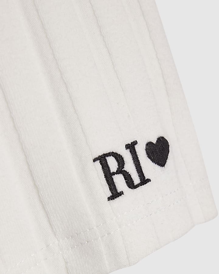 Girls White Ribbed Contrast Tank Top