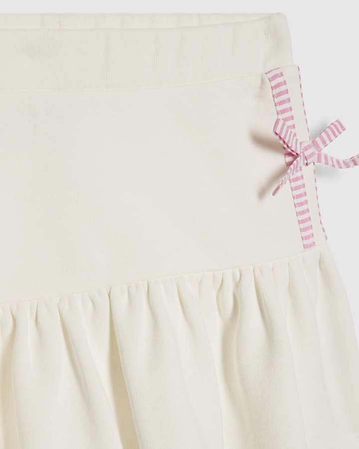 Girls White Paris 96 Sweat Skirt Set