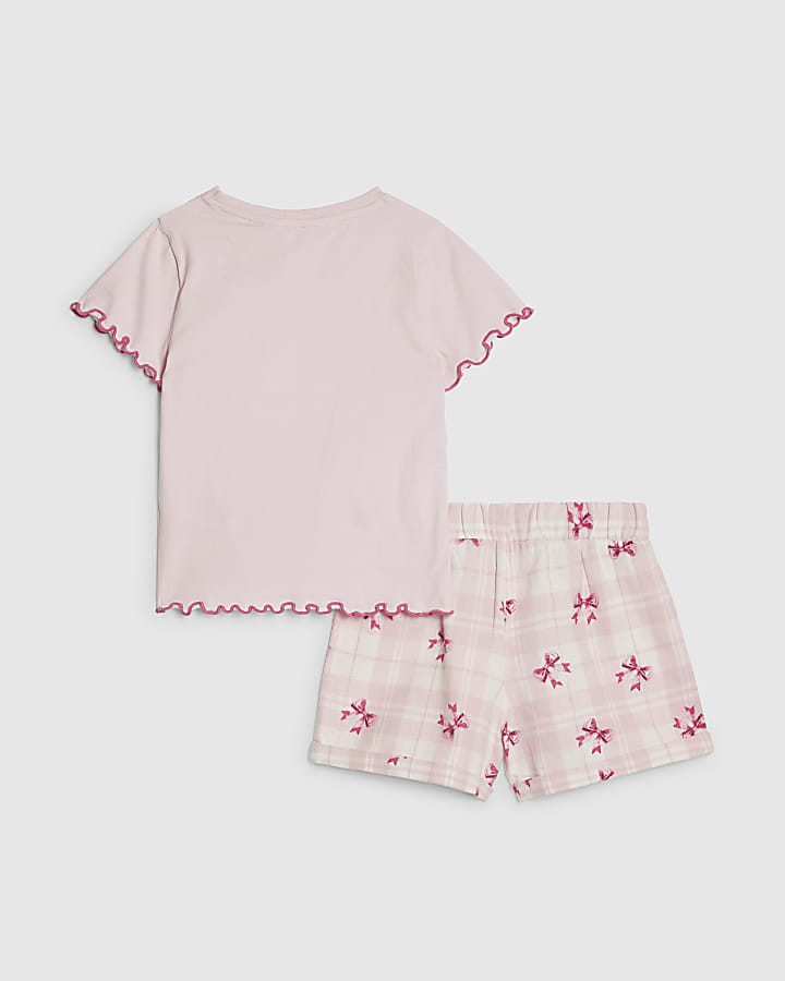Mini Girls Pink Puppy Pyjamas Set