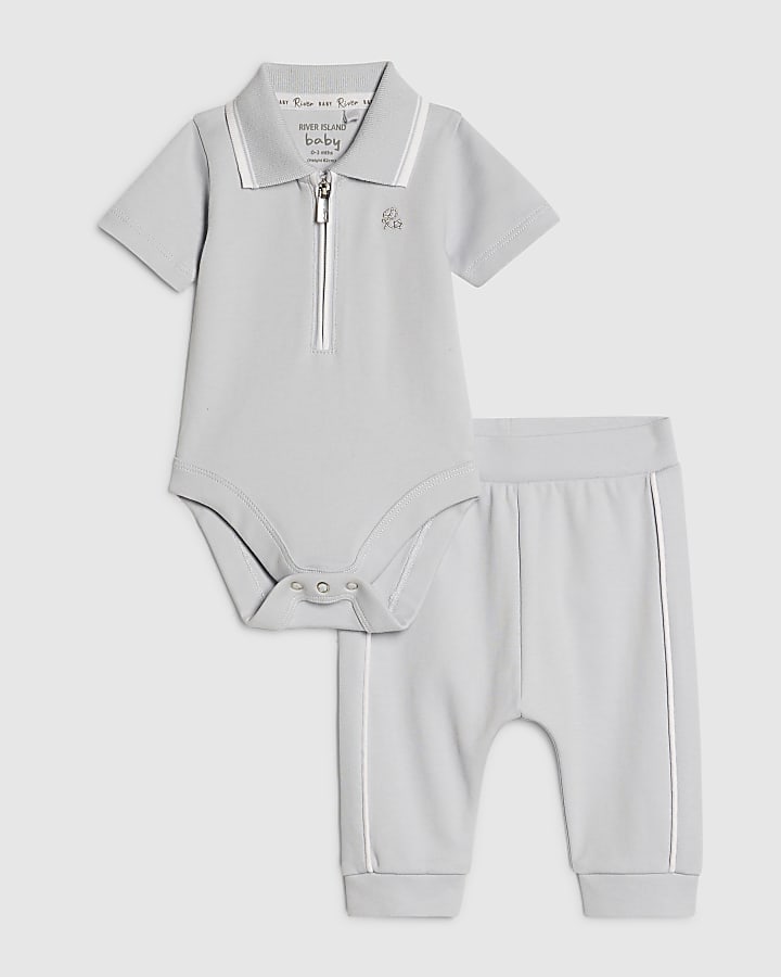 Baby Boys Blue Bodysuit Set