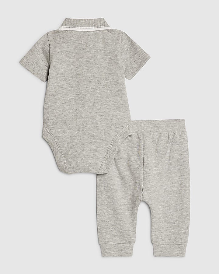 Baby Boys Grey Bodysuit Set