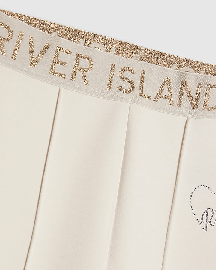 Girls Cream Premium Kickflare Trousers