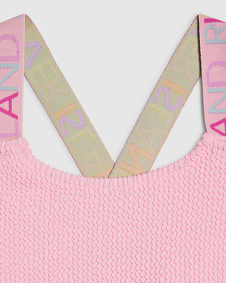 Girls Pink Colour Block Cut Out Swimsuit