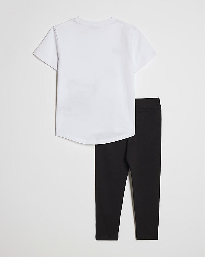 Mini Girls White Sequin Bear Bag Graphic Set