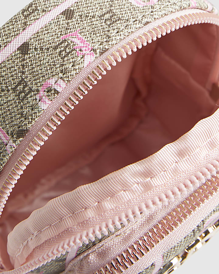 Girls Brown Monogram Bow Cross Body Bag