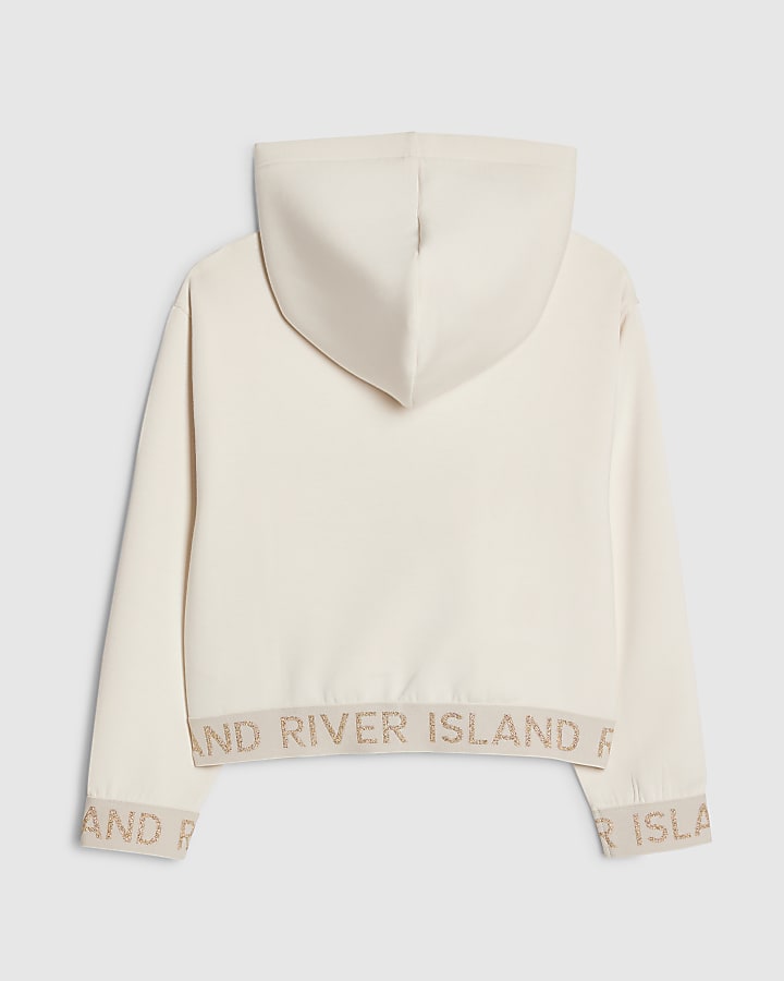 Girls Cream Premium Zipped Hoodie