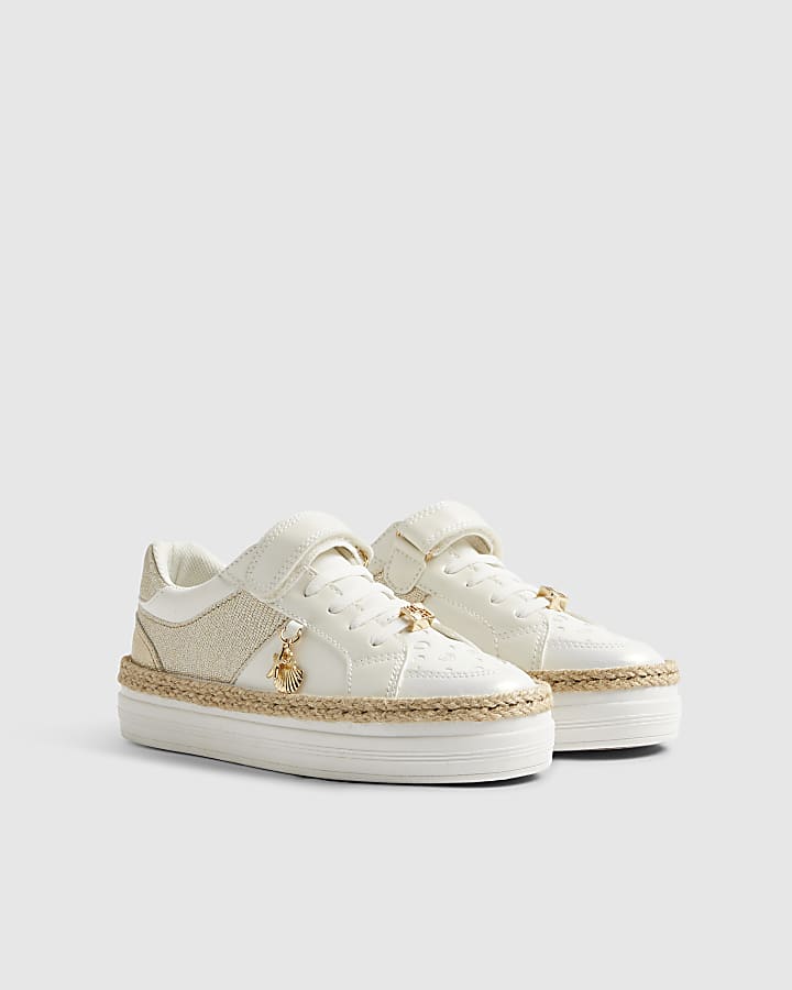 Girls Gold Sea Shell Trainers