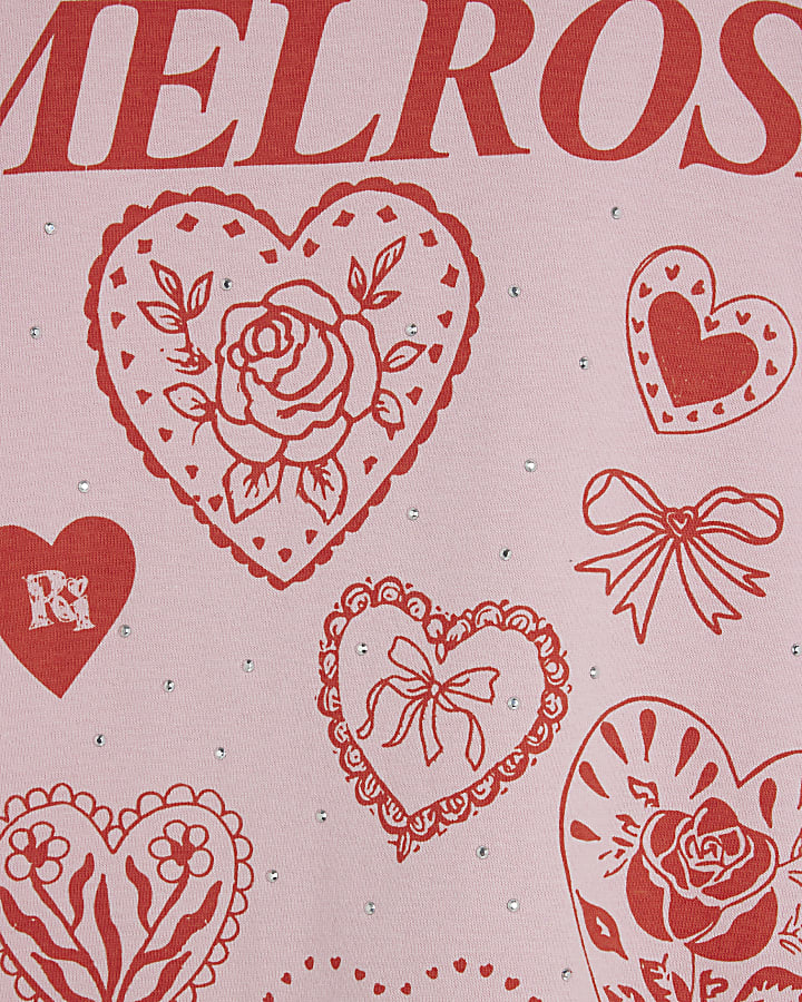 Girls Pink Melrose Love Heart T-Shirt