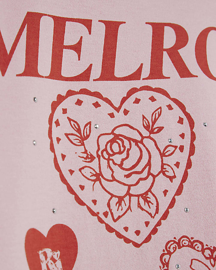 Girls Pink Melrose Love Heart T-Shirt