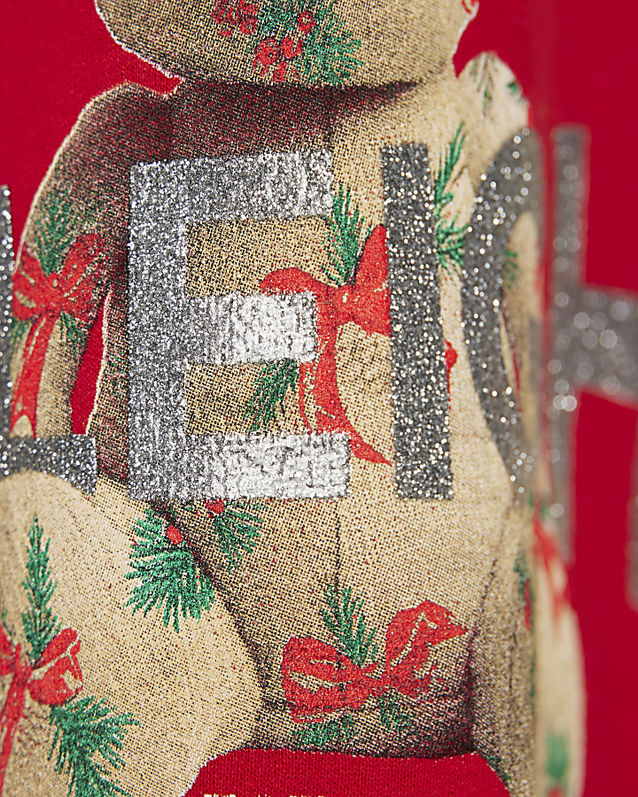 Girls Red Sleigh Bear Festive Sweatshirt