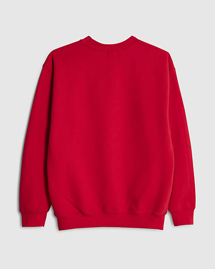 Girls Red Sleigh Bear Festive Sweatshirt