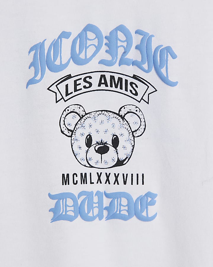 Boys White Bandana Bear T-Shirt