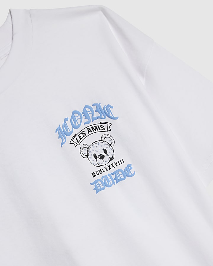 Boys White Bandana Bear T-Shirt