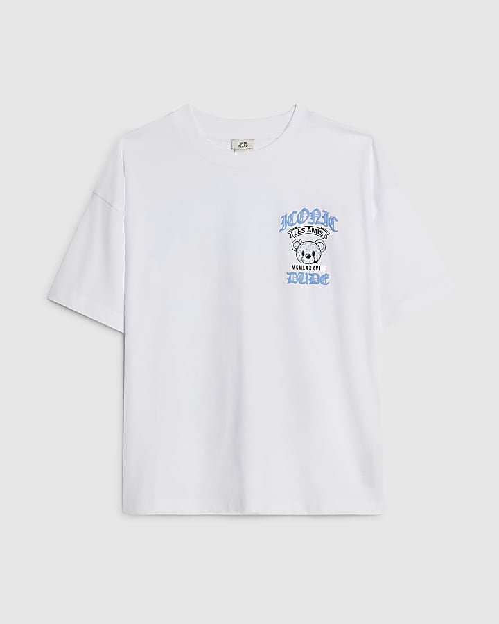 Boys White Bandana Bear T-Shirt